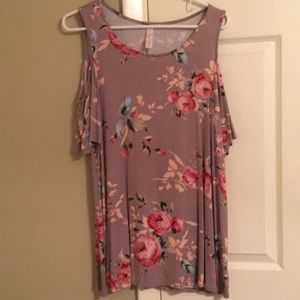 Floral cold shoulder top